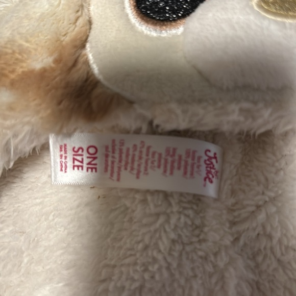 Justice Christmas Theme Reindeer Earflap Hat & Gloves 3Piece Set Brown Cream OS - Picture 3 of 7